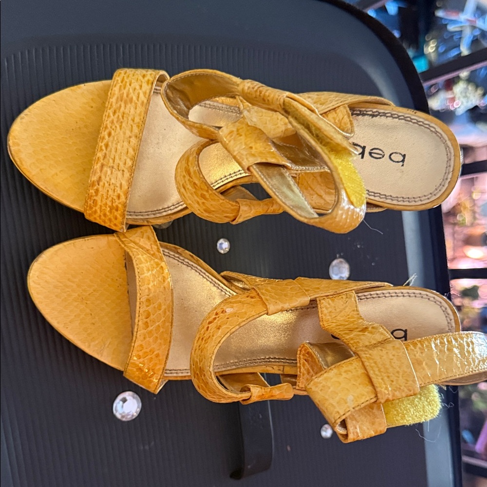 bebe Yellow Strappy Open-Toe Sandals